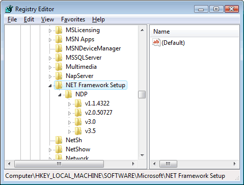 Get .Net Framework Versions from Registry