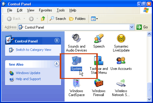 Display Windows Vista Control Panel