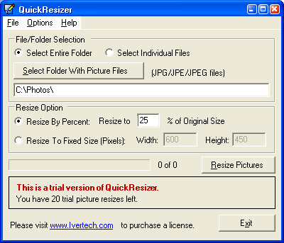 Click to view QuickResizer 2.0.1 screenshot