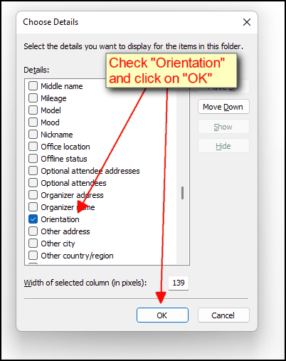 File Explorer Orientation Checkbox