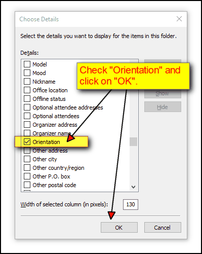 File Explorer Orientation Checkbox
