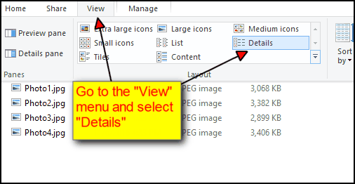 File Explorer View Details