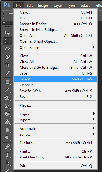 Photoshop File Save As